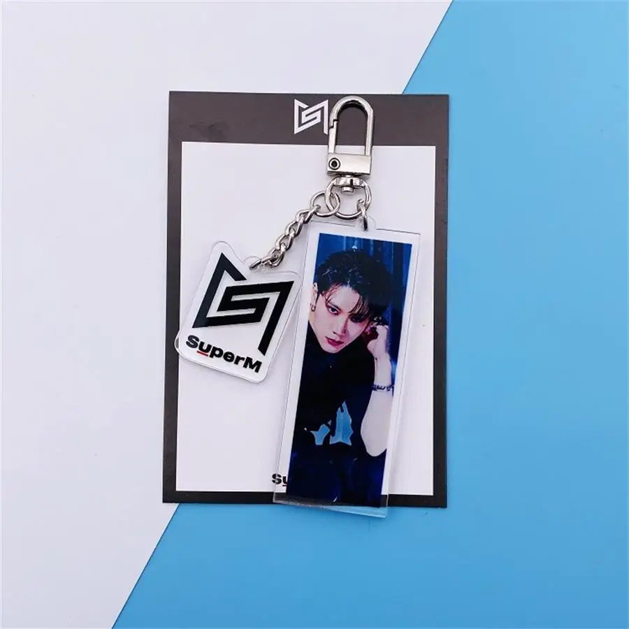 Акриловый брелок Kpop SuperM Kai Lucas, модный брелок для ключей с фото, держатель для ключей Baekhyun Ten Bag, подвеска, Шарм - Color: 4