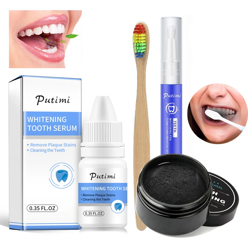 

PUTIMI Teeth Whitening Tooth Brush Essence Teeth Whitening Pen Oral Hygiene Cleaning Serum Removes Plaque Stains Dental Tools