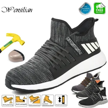 

Steel Toe Safety Work Shoes Men Boots Indestructible Tennis Sneakers Anti Smashing Safety Work Boot Round Toe Zapatos De Hombre