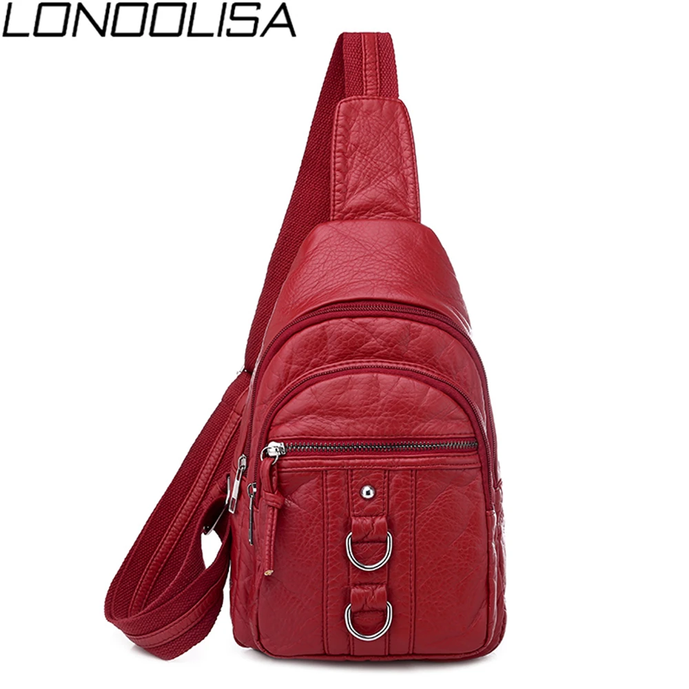 

New Fashion Washed leather Women Bag High Quality Light Waterproof Crossbody Bags For Women 2019 Travel Casual Small Chest Bag