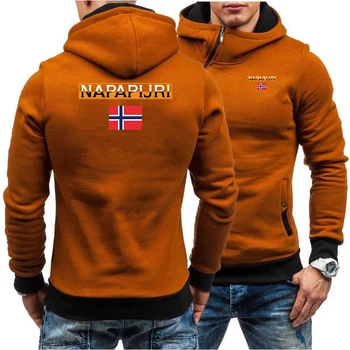 

2020 New Hoodies NAPAPIJRI Men Fashion Oblique Zipper Patchwork Tracksuit Sweatshirt Men's Collar Cap Long Sleeves Pullover