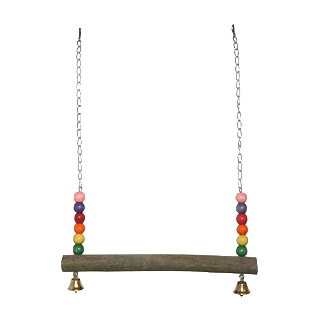 Chicken Swing Wooden Chicken Toys Bird Chicken Stand Perch Chewing Toy with Bells for Bird Parrot Pet Trainning Bird Cage Toys