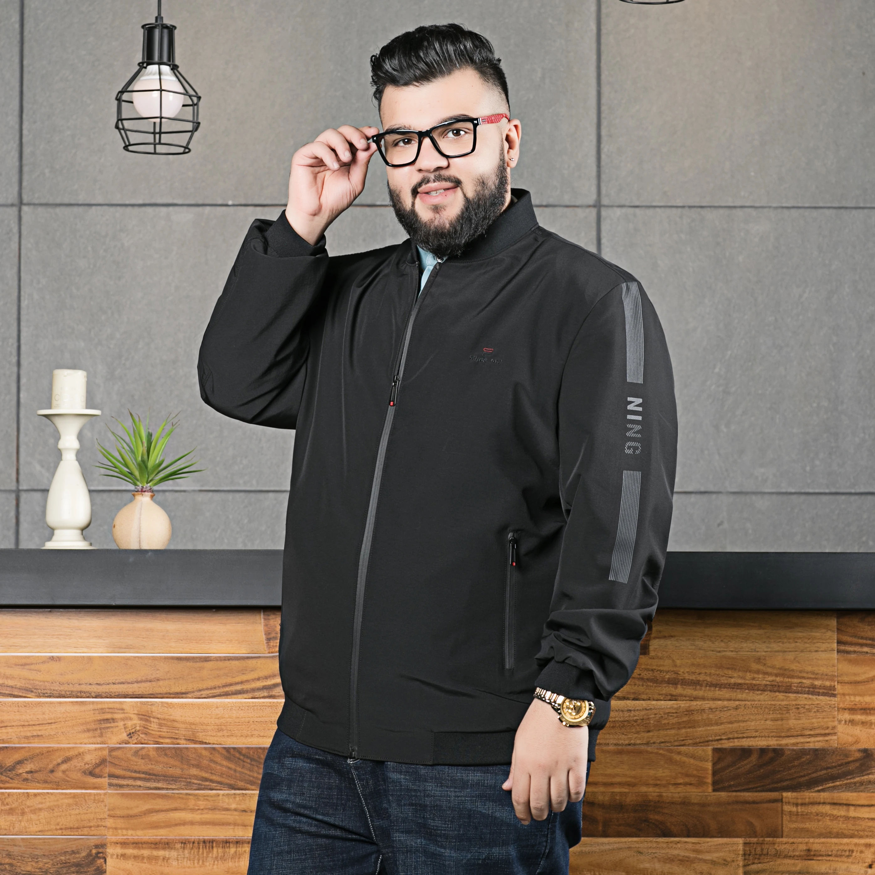 

Men's jacket autumn 7XL 8XL large size casual jacket windproof stand-up collar slim-fitting bomber jacket (oversized plus size)