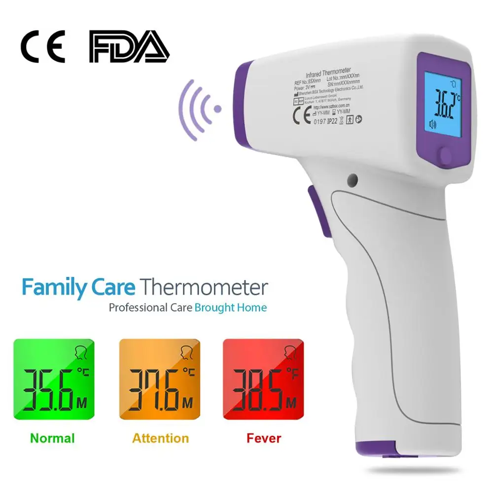 

Baby Thermometer Infrared Digital LCD Body/Object Measurement Forehead Non-Contact Adult Voice Alarm Fever Child Termometro
