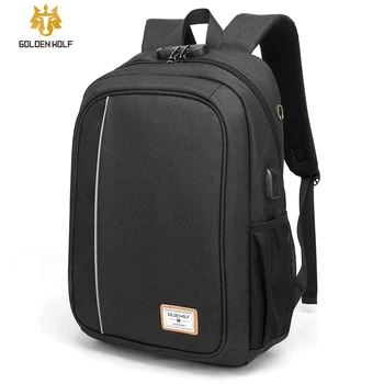 

Goloen Wolf Splashproof 17 Inches Travel Laptop Backpacks Usb-Charger Teenager School Bag Male Backpacks Mochila For Women Bags