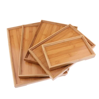 

Wood Rectangular Tray Fruit Snack Dish Wooden Plate Tea Serving Tray
