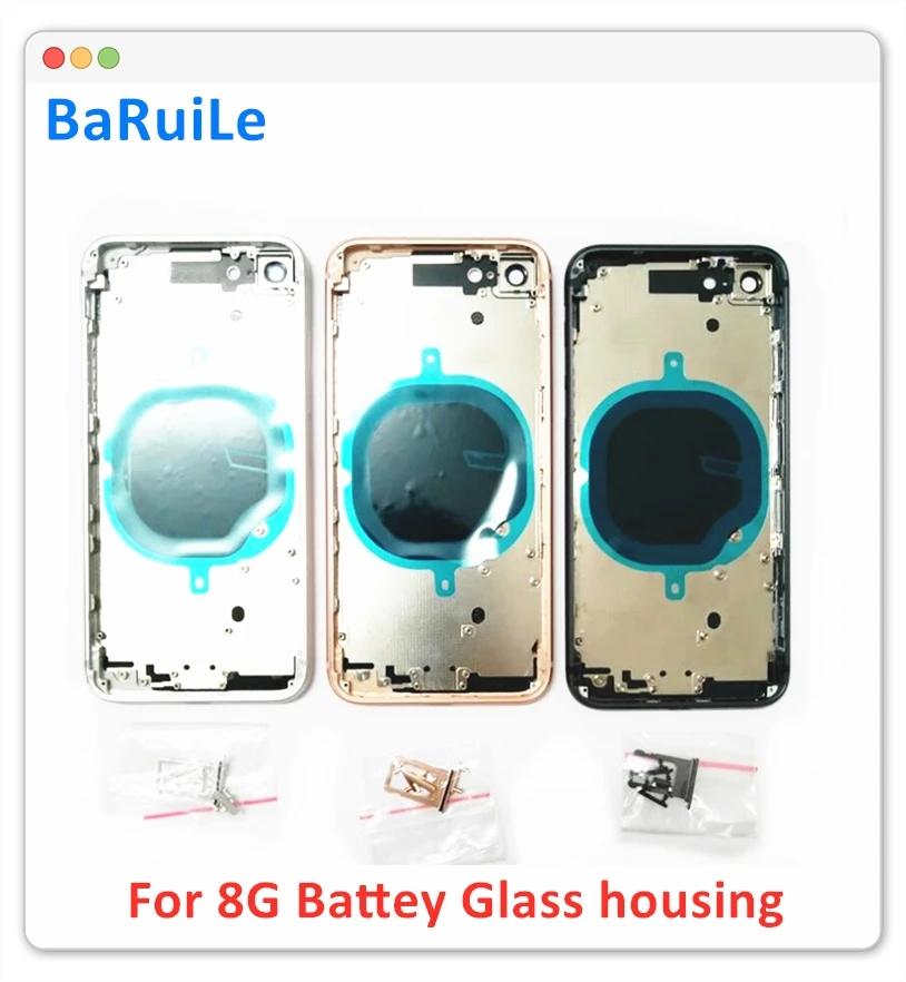 

BaRuiLe 1pc For iphone 8 Plus X XR XS Max Back Glass Middle Frame Chassis Full Housing Assembly Battery Cover door Part