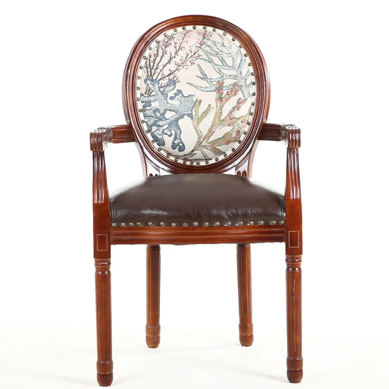 

Solid wood home Nordic net red simple American retro dining chair restaurant cafe back stool makeup nail chair