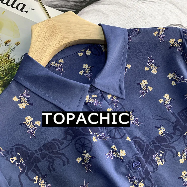 12,13 Женская шелковая рубашка с длинным рукавом Весна Осень Новая мода Темперамент печати блузки