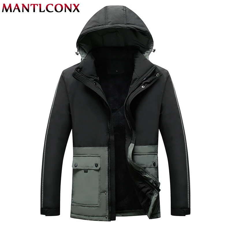 MANTLCONX Лидер продаж, модная зимняя куртка, мужские парки, Толстая Теплая Повседневная Верхняя одежда, куртки и пальто для мужчин, Зимняя парка, ветровка