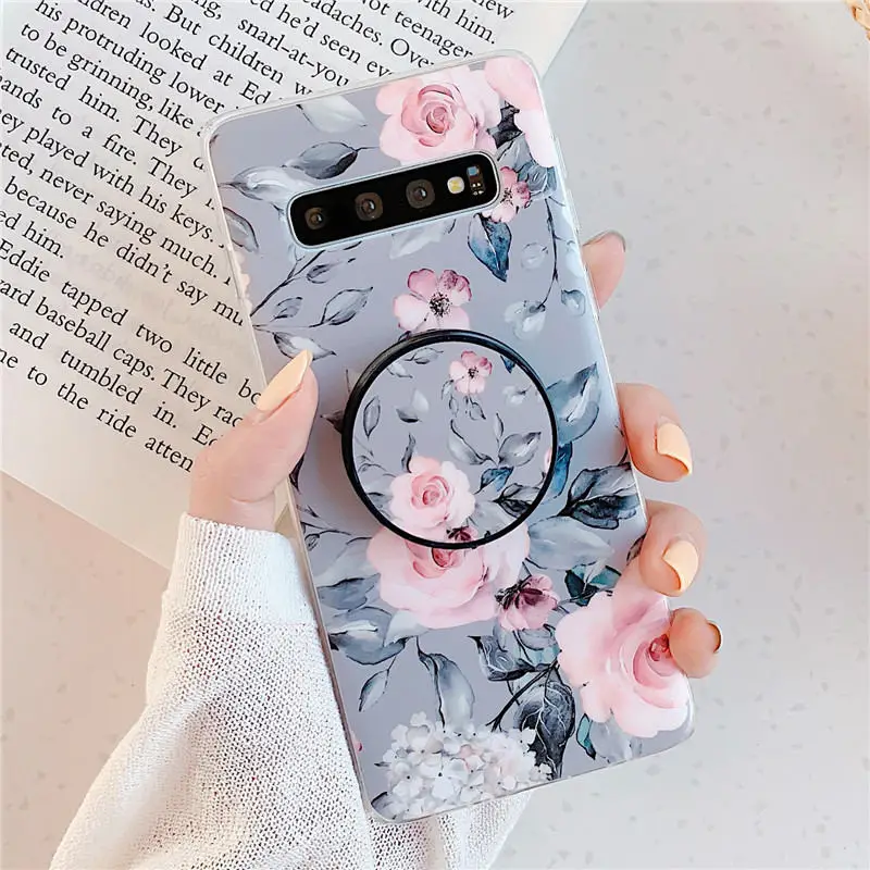 Style A6 FLYKYLIN подставка для держателя для Samsung Galaxy S8 S9 S10 Plus S10e задняя крышка на розовый мраморный лист Мягкий ТПУ силиконовый чехол для телефона - Цвет: Style A6