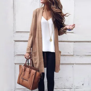 

Fashion Big Pocket Casual Cashmere Cardiagans Women 2019 Autumn Winter Long Sleeve Kniteed Sweater Female Plus Size Cardigan