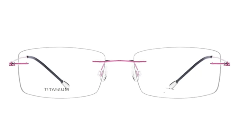 Pink Чистый Титан без оправы оптические очки для близоруких, EyewearMen Для женщин бескаркасные очки по рецепту рамки - Цвет оправы: Pink