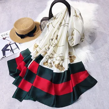 

2019 Spring New Imitation Silk Scarf Women Rural Shawl Printed Silk Scarf Sunscreen Beach Scarves Girls