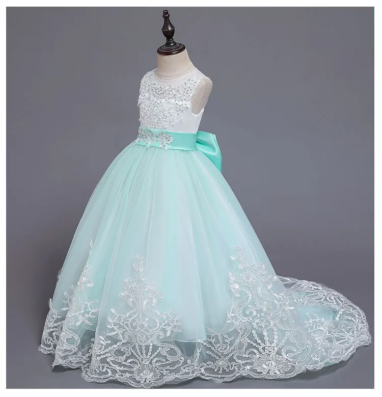 Г. Платья с цветочным узором для девочек; Сетчатое платье принцессы для свадебного банкета; элегантное кружевное платье со шлейфом и бисером; вечернее платье для девочек; костюм из тюля для девочек