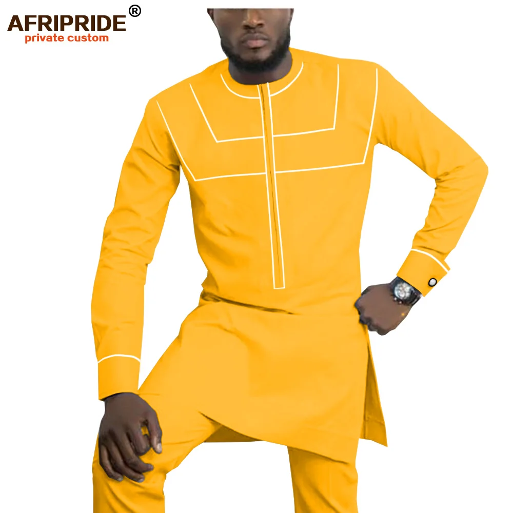 Африканская одежда для мужчин Дашики мужская одежда рубашки+ брюки из Анкары набор тренировочный костюм для мужчин Племенной наряд AFRIPRIDE A1916055 - Цвет: 10-11
