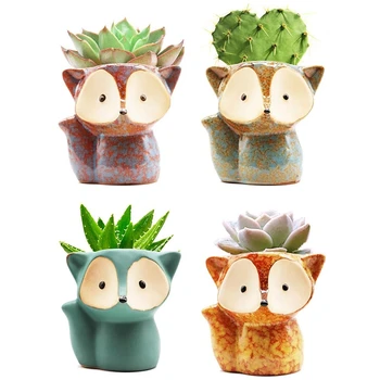 

Hot Sale Succulent Plant Pots Ceramic Pots Garden Pots Cute Plant Pots Office Home Decoration (Without Plants) 4 PC