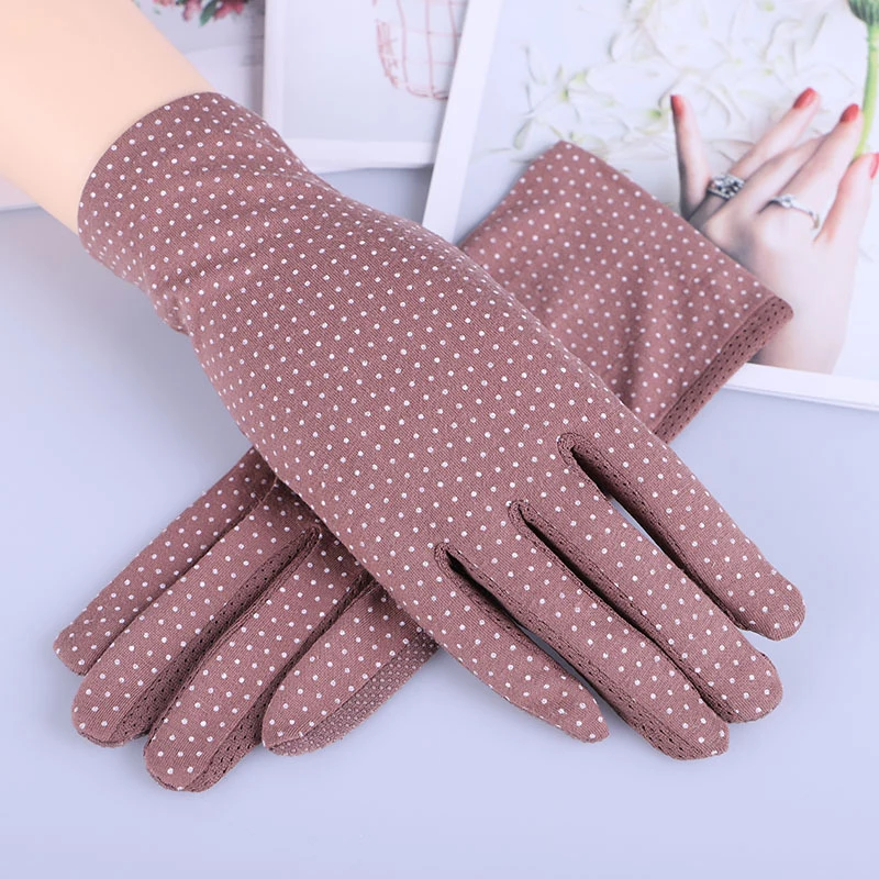 Cotton Thin Women Gloves Touch Screen Driving Gloves Polka Dot