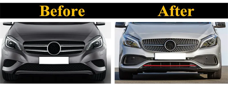 Алмазная решетка для Mercedes A Class Grill W176 глянцевый черный без эмблемы значок ABS замена 2013- A180 A260 A200 a250