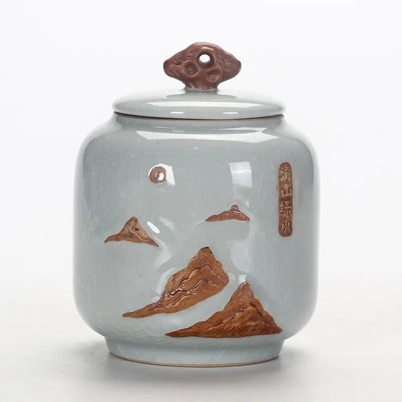 

Large Capacity Tea Jars Ceramic Home Decor Art Tea Canister Box Candy Sugar Bowl Salt Storage Cans Food Container Box 2 Sizes