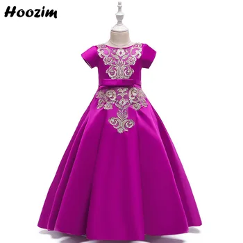 

Luxury Palace Princess Short Sleeve Prom And Evening Dress Teen 6-15 Years Formal Embroidery Backless Long Wedding Dresses Girls