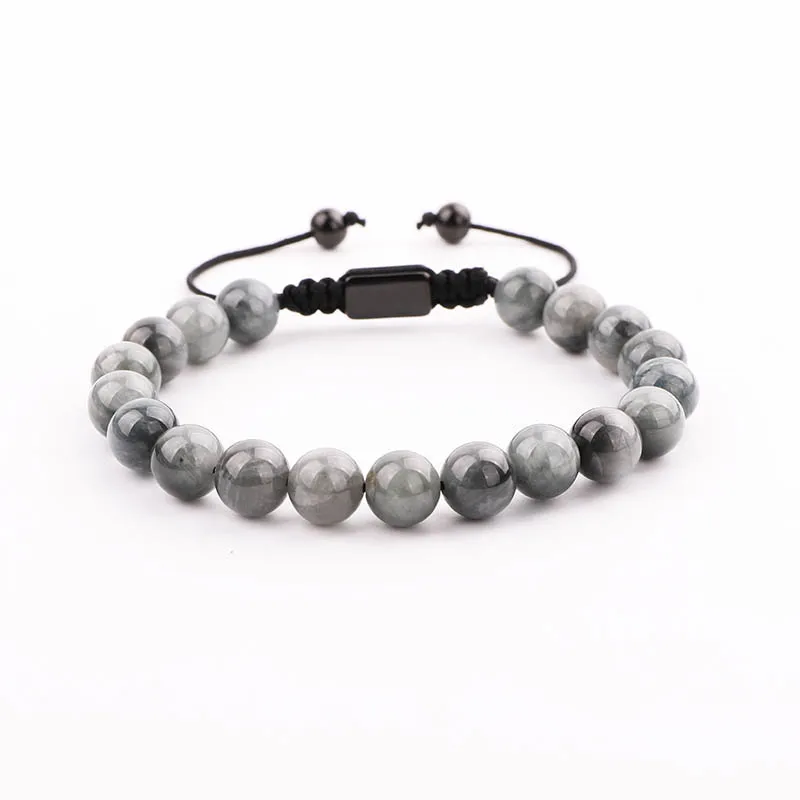 New Men Bracelet Natural Stone Green Tiger Eye Beads Simple Design Friendship Macrame Bracelet Men Jewelry Gift