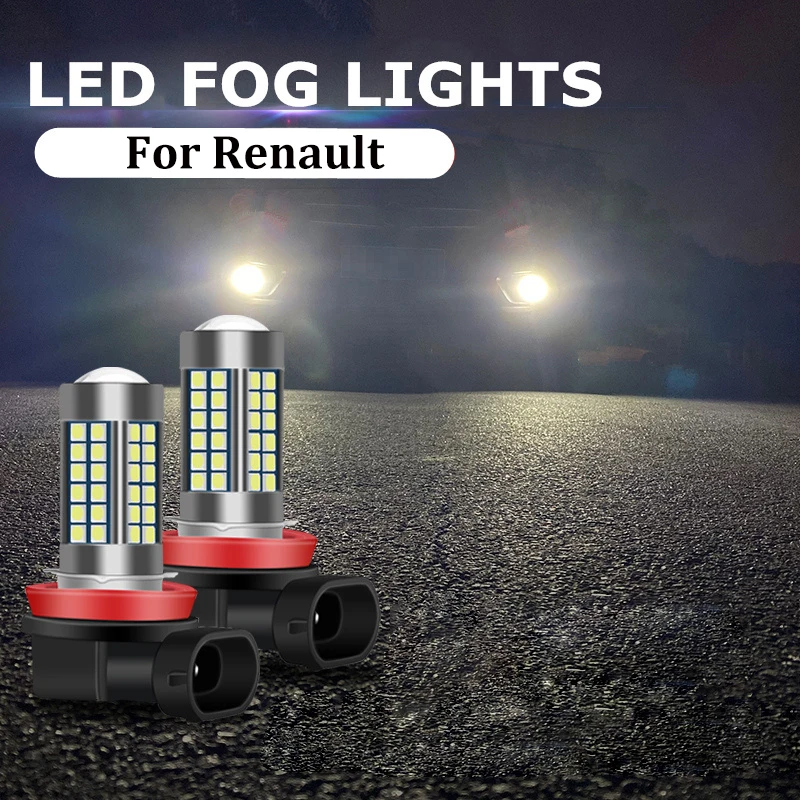 

2PC H11 H8 Car LED Bulbs Driving Fog Light Lamp Bulb For Renault Megane Fluence Koleos Latitude