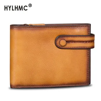 

Genuine Leather Mini Purse Women Wallet Female Card Holder Buckle Short Wallets Clip Cowhide Retro Ladies Thin Horizontal 2 Fold