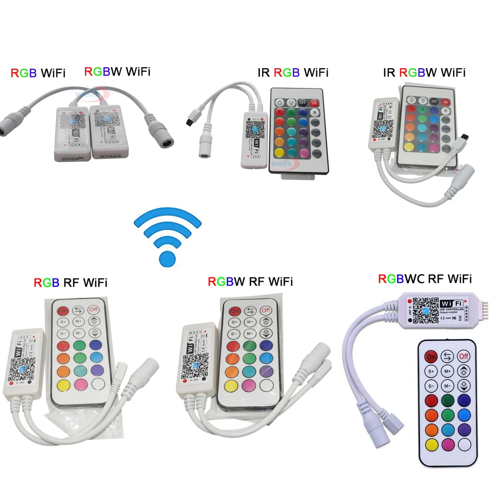 

DC12-24V Mini RGB RGBW RGBWC WIFI LED Strip controller IR RF remote Music Time 3ch 4ch 5ch 5V WIFI Strip controller by phone AP