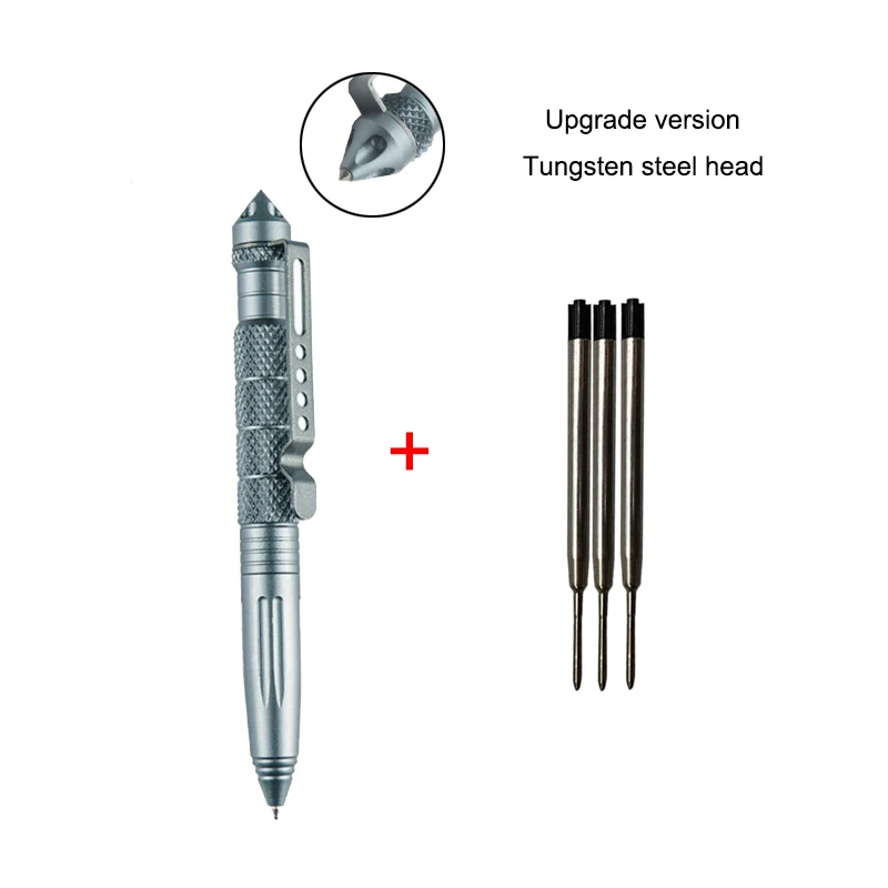 Grey Защитная тактическая ручка карманная авиационная алюминиевая противоскользящая Военная Самозащита Ручка в Военном Стиле стеклянный выключатель Противоскользящий набор для выживания - Цвет: Grey