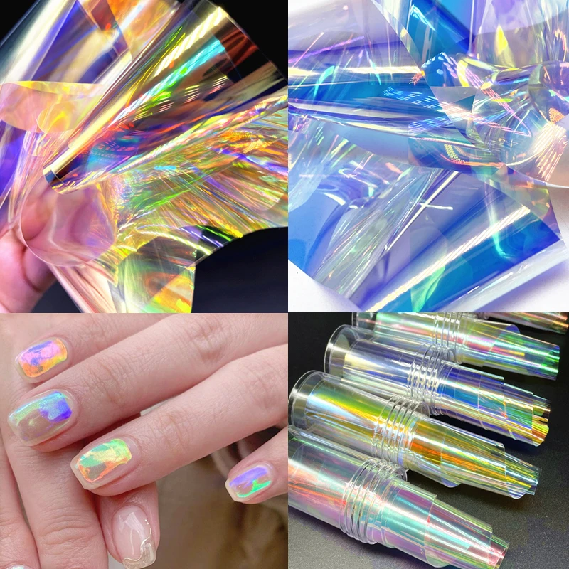 1 Bottle Aurora Nails Glass Foil Film Sticker Cellophane Paper Korean Nail Trend Design Ice Cube Manicure Decoration Stickers Decals Aliexpress