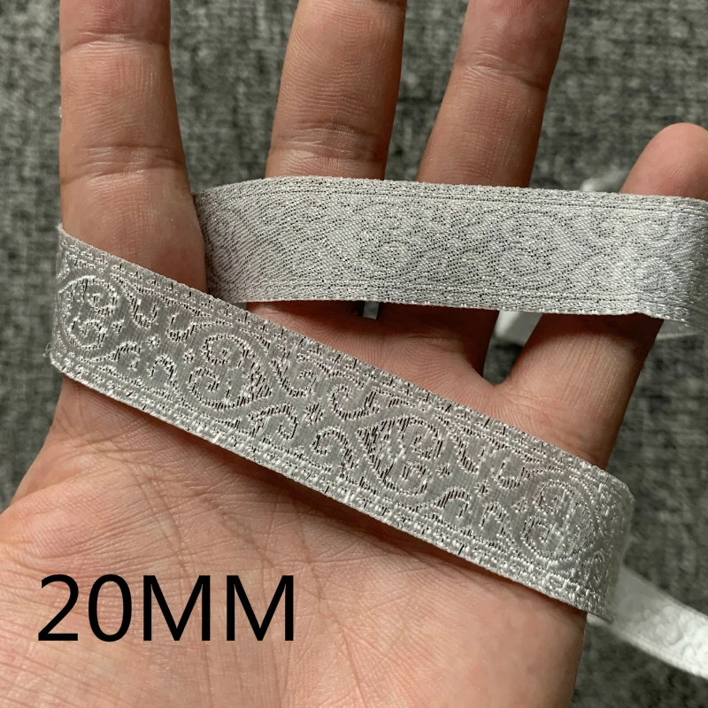 Ribbon Decoration Ribbon Supplies 10YARD 3/4 Inch 20MM Gold And Silver Totem Heart Jacquard Ribbon