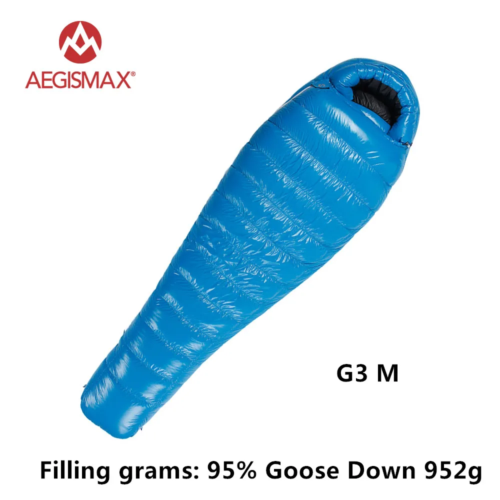 G3 M blue AEGISMAX G серия 95% белый гусиный пух Мумия зимний спальный мешок для кемпинга сверхлегкий дизайн перегородки сплайсинга удлиненный FP800 - Цвет: G3 M blue