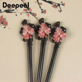 

Deepeel 1pc Creative Classical Black Sandalwood Hair Sticks Handmade Disk Hair Headwear National Style Hair Accessories Jewelry