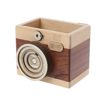 

Creative Camera Pattern Wooden Pen Pencil Case Holder Stand Desktop Sundries Storage Box Multi Purpose Use