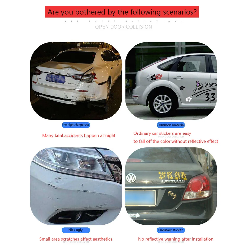 Автомобильные аксессуары 3" наружные крепления светоотражающей полоски Предупреждение безопасности отражатель Стикеры автомобиля Декор