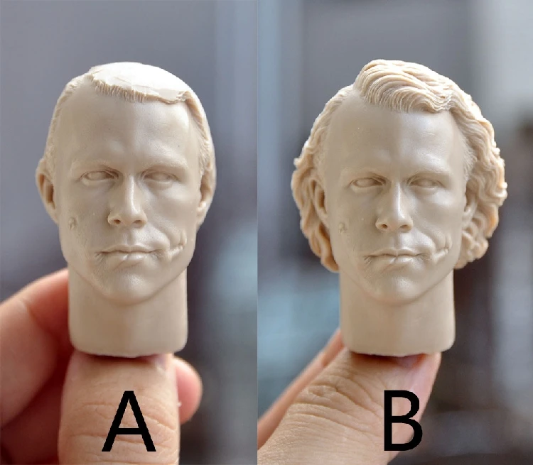 

High Quality 1/6 Scale Joker Heath Ledger Unpainted Head Damaged Version Models with Planted Hair for 12''Figures Bodies