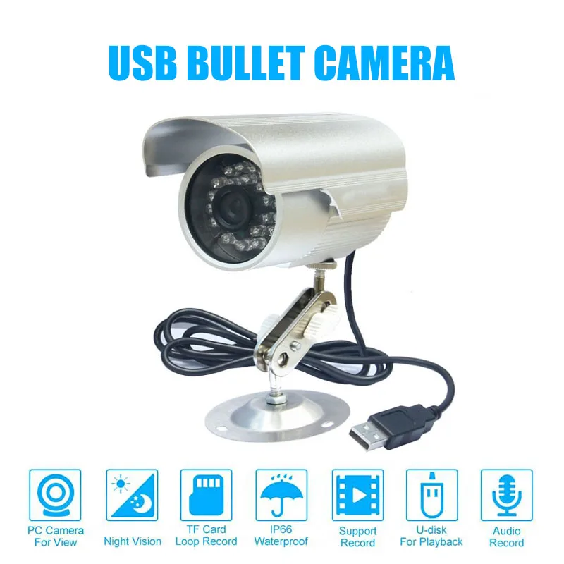 CCTV Bullet Outdoor Waterproof DVR USB Camera 600TVL IR Night Vision Security Micro SD/TF Card Recorder Camera +Camera Bracket connectx® 5 vpi adapter card edr ib 100gb s and 100gbe single port qsfp28 pcie3 0 x16 tall bracket rohs r6