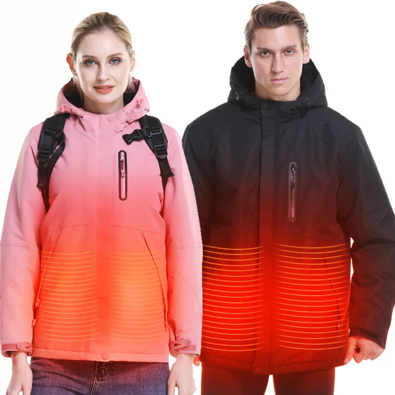USB Heated Jacket Fibre Heating Hooded Coat Winter Men Women Waterproof Windproof Outdoor Camping Hiking Trekking Windbreaker | Спорт и