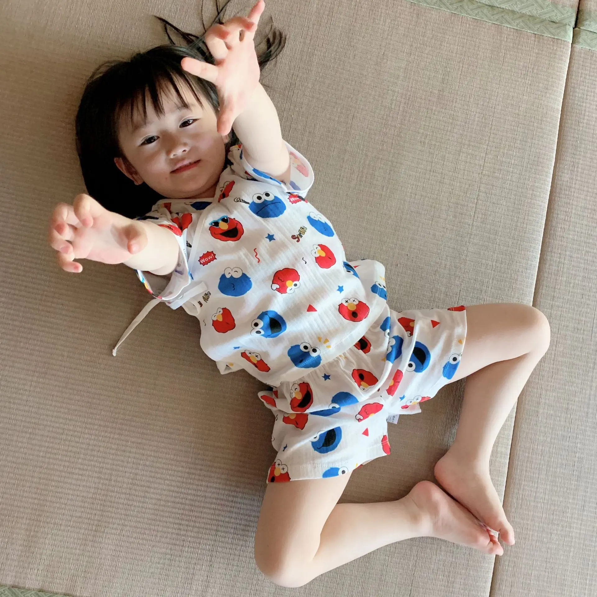 Ins/горячая распродажа, Детская японская Пижама-кимоно новые летние шорты из хлопка для девочек детская одежда для сна с короткими рукавами и милым рисунком