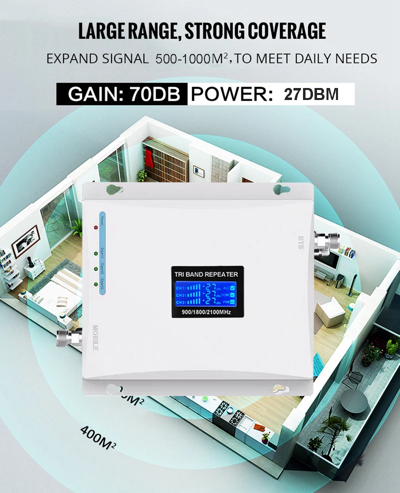 Мобильный телефон с трехдиапазонным ретранслятором GSM 2G 900 3g 2100 LTE 1800 cellular усилитель сигнала с ЖК-дисплеем для сотового телефона набор усилителей сотовой связи