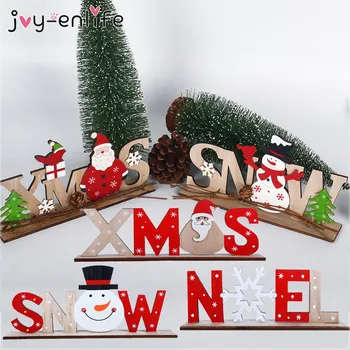 

Christmas DIY Wood Crafts Santa Noel Letter Xmas Ornaments for Christmas Party Home Table Decorations Navidad krest New Year2020