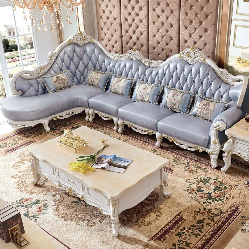 L Shape Living Room Sofas Purple Leather Sofa Set | Мебель