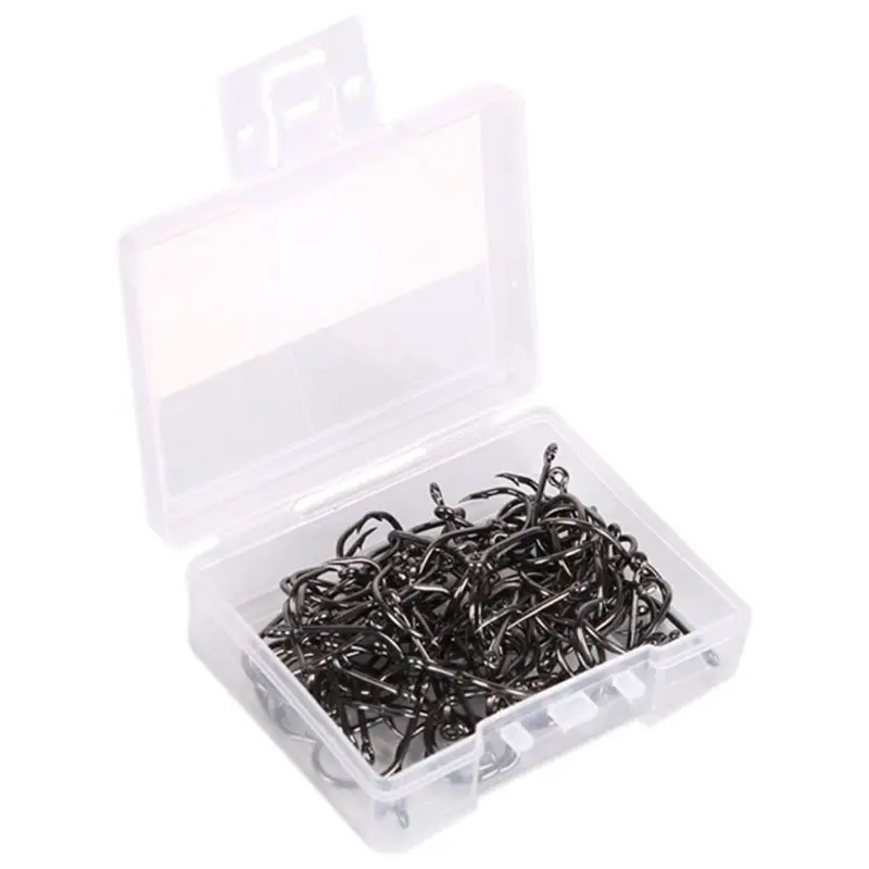 

100 Pcs/Set High Carbon Steel Fishhooks barbed hook fishing equipment for Lake River Ocean Fishing