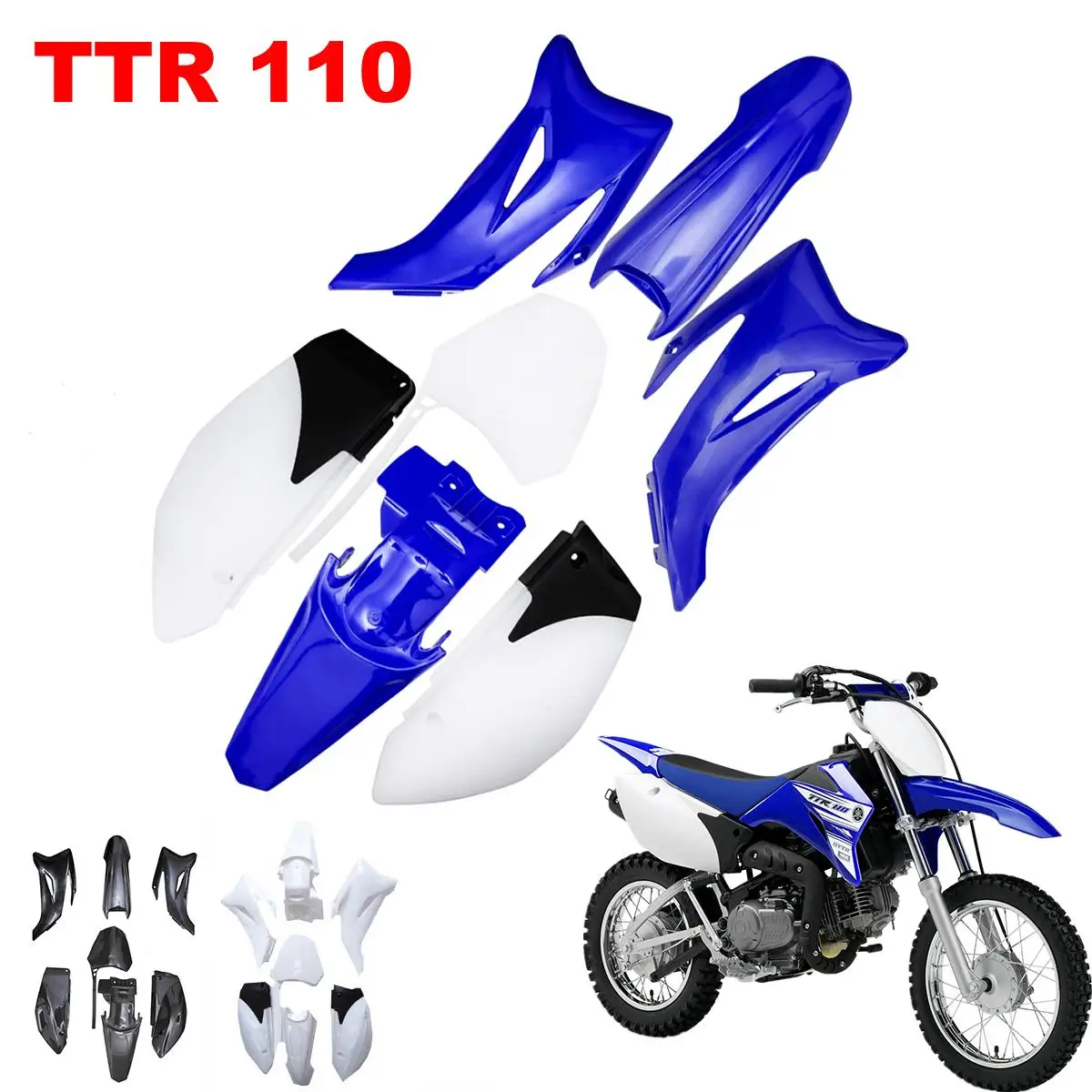 Motorcycle Plastic Fairing Fenders Number Plate Shrouds Side Panels For YAMAHA TTR110 TTR 110