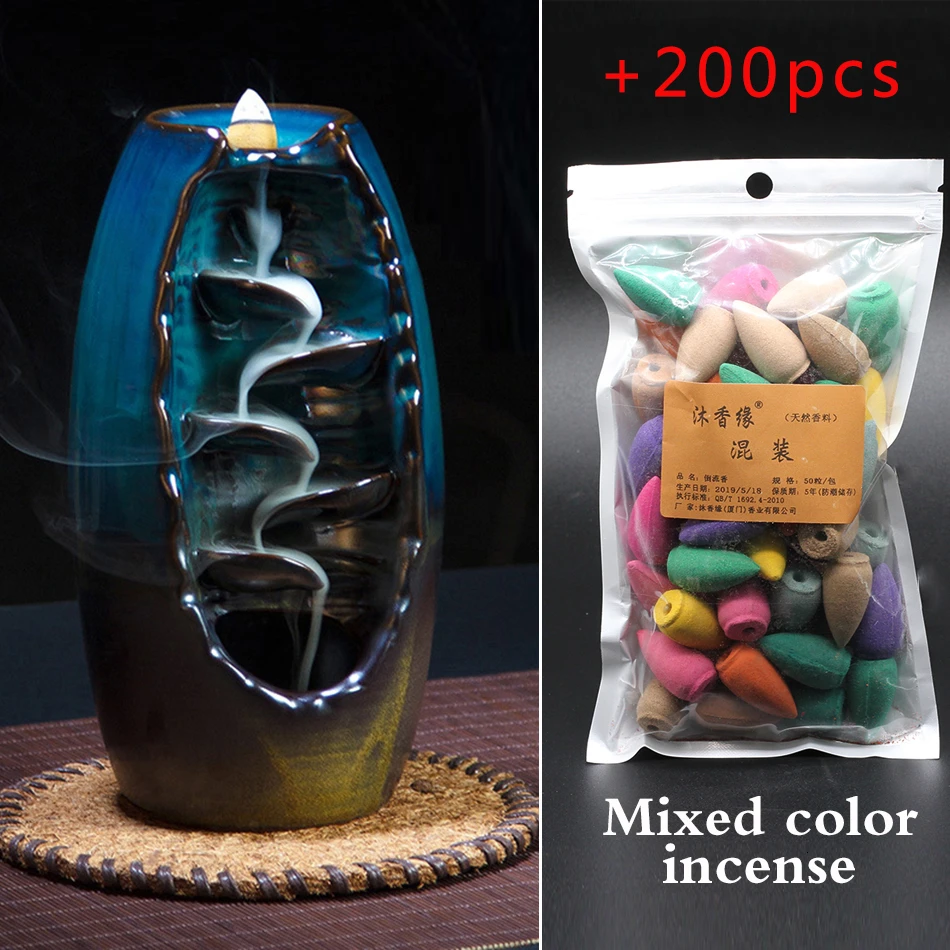 

Enough Stock Free Gift 10Pcs Incense Cones Backflow Incense Burner Ceramic Aromatherapy Furnace Smell Aromatic Incense Road