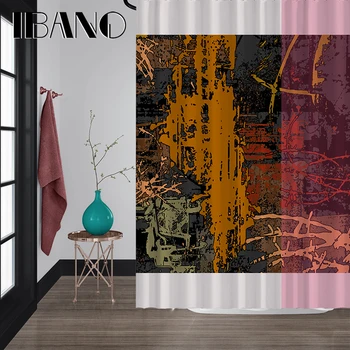 

IBANO Abstract Shower Curtain Waterproof Polyester Fabric Bath Curtain For The Bathroom 40x60cm Floor Mat