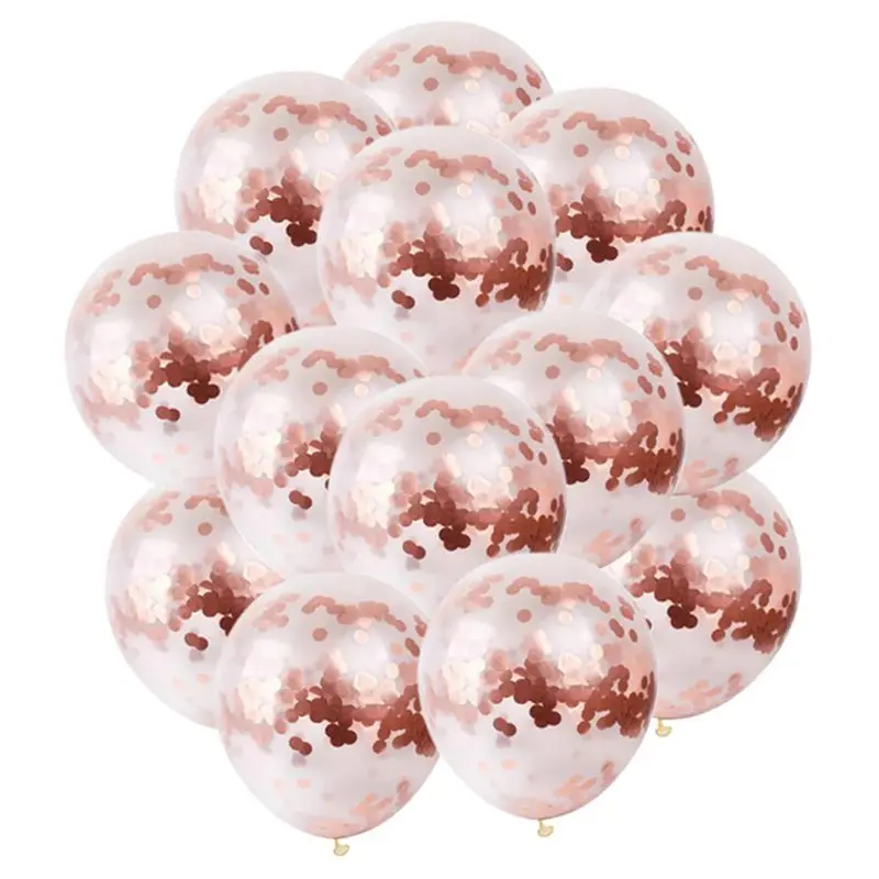 Rose Gold 10pcs 5 шт. 12 дюймов розовые латексные гелиевые шары конфетти воздушные шары надувные свадебные декоративные надувные шары с днем рождения - Цвет: Rose Gold 10pcs