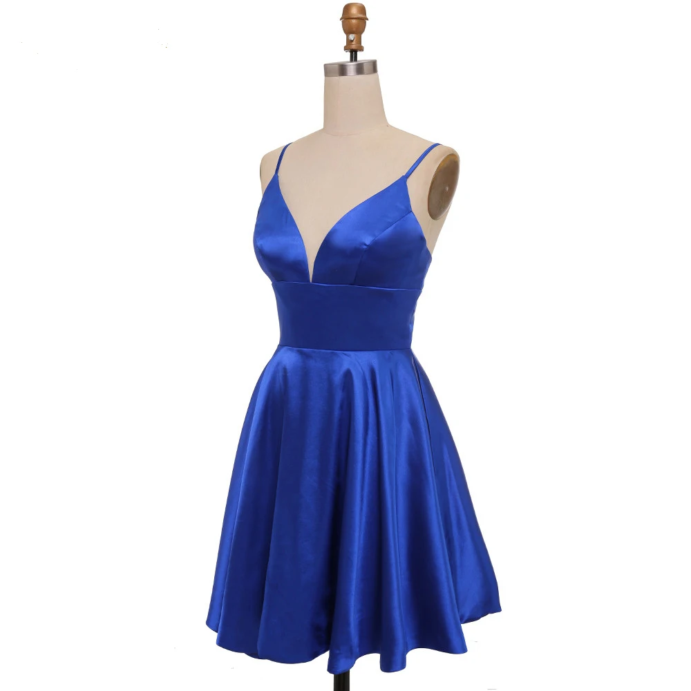 Sexy Pink Satin Short Homecoming Dress 2020 Sweetheart Straps Mini Cocktail Dress Party Pockets Prom Graduación Gown (2)