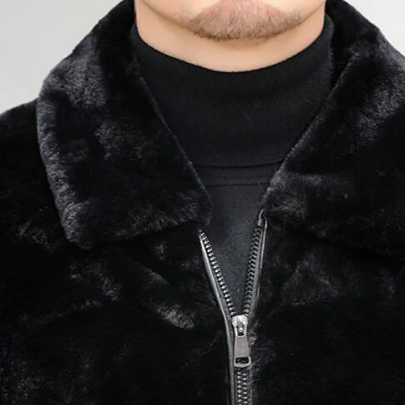 2021 New Winter Faux Fur Coats Men Jacket Thick Turn Down Collar With Zipper Artificial Fur Jacket Male Black Overcoat MY603 sports jacket for men